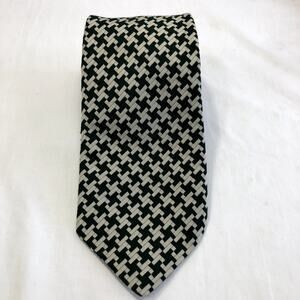 Necktie Vintage 70s Designer Collection by Regal Men's Green Gray Puppytooth